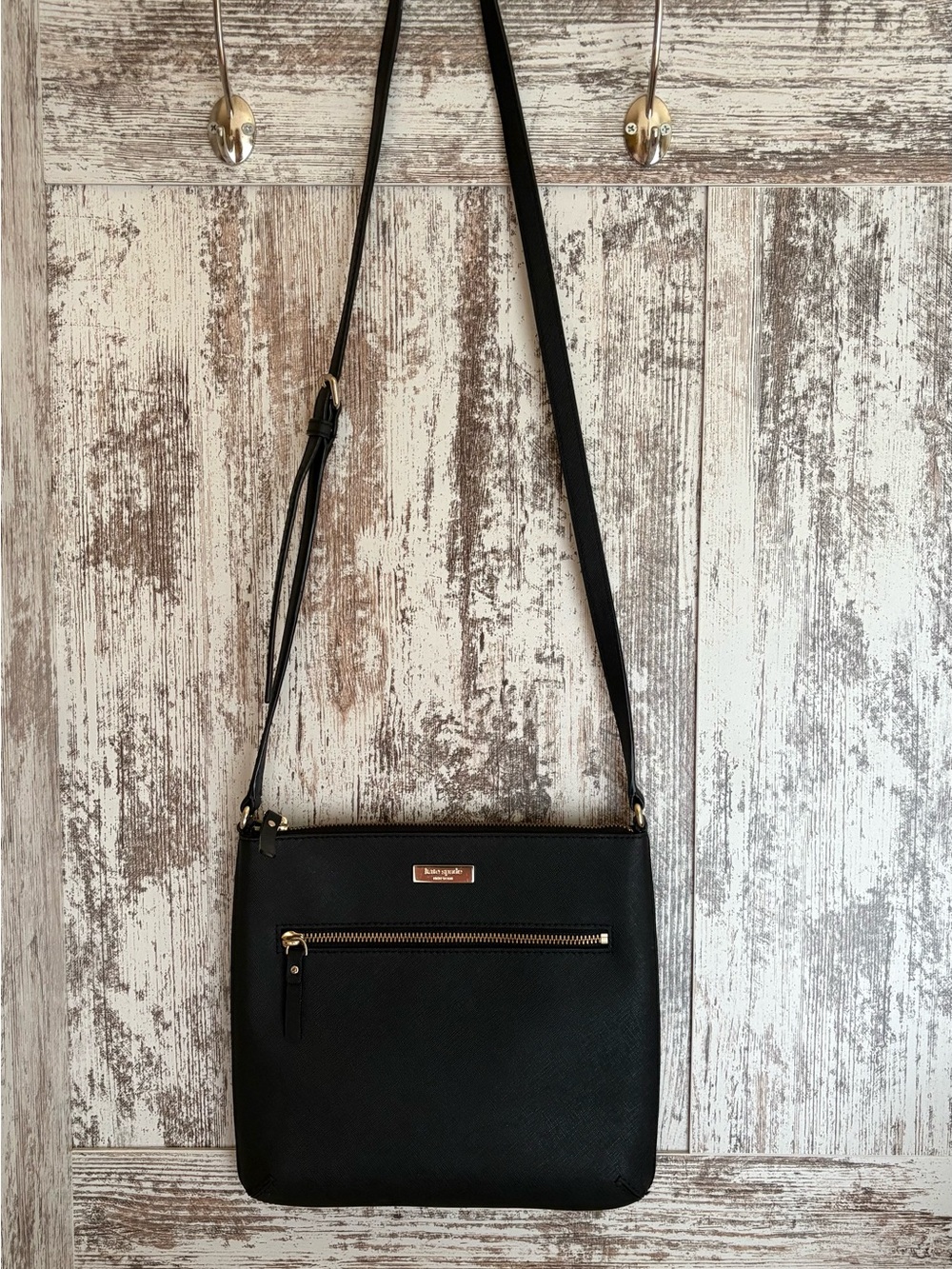 kate spade Black Saffiano Crossbody with Front Zip